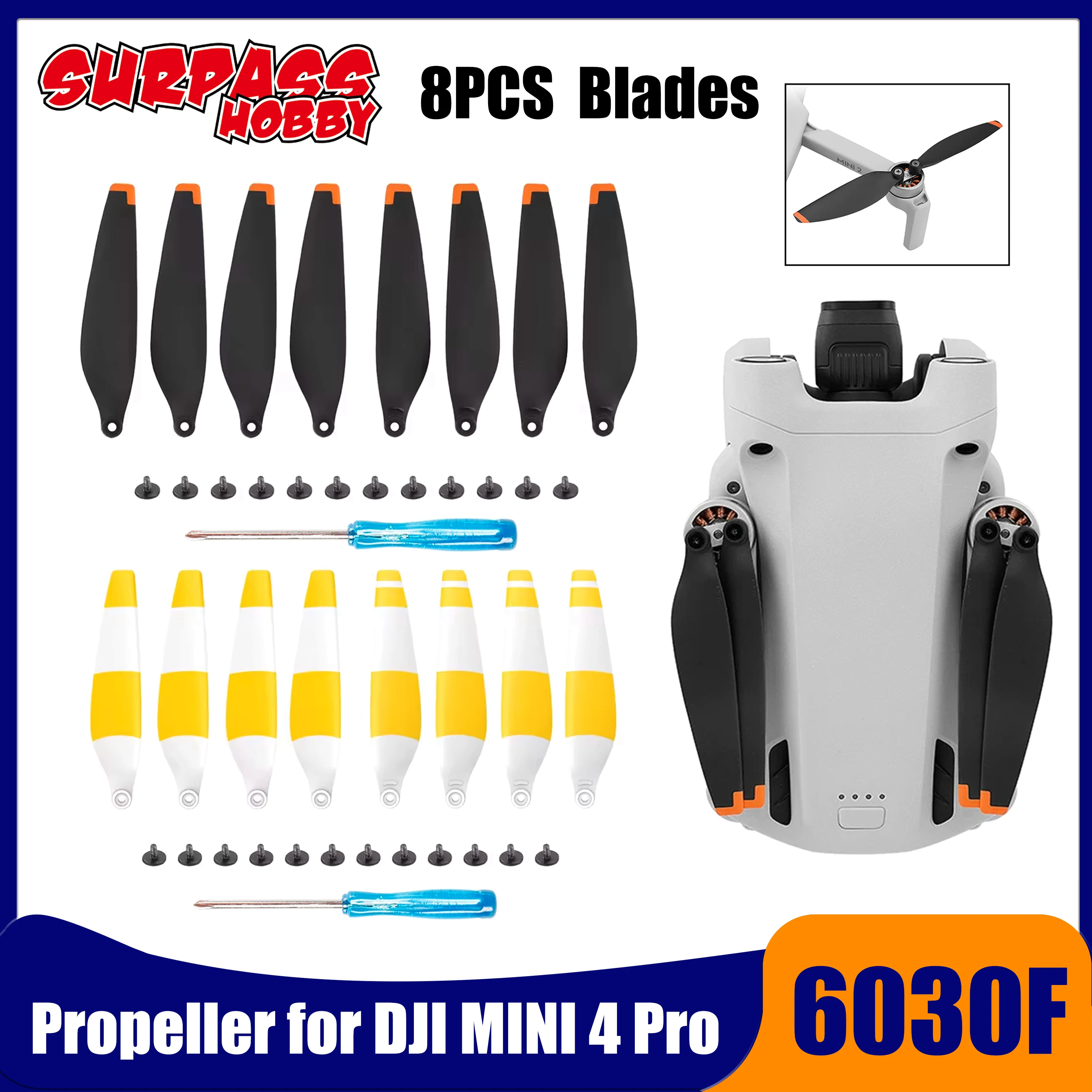 

8PCS 6030F Replacement Propellers Low Noise Props Wing Fans Spare Parts Suit for RC Racing Drone DJI Mini 4 Pro Accessories