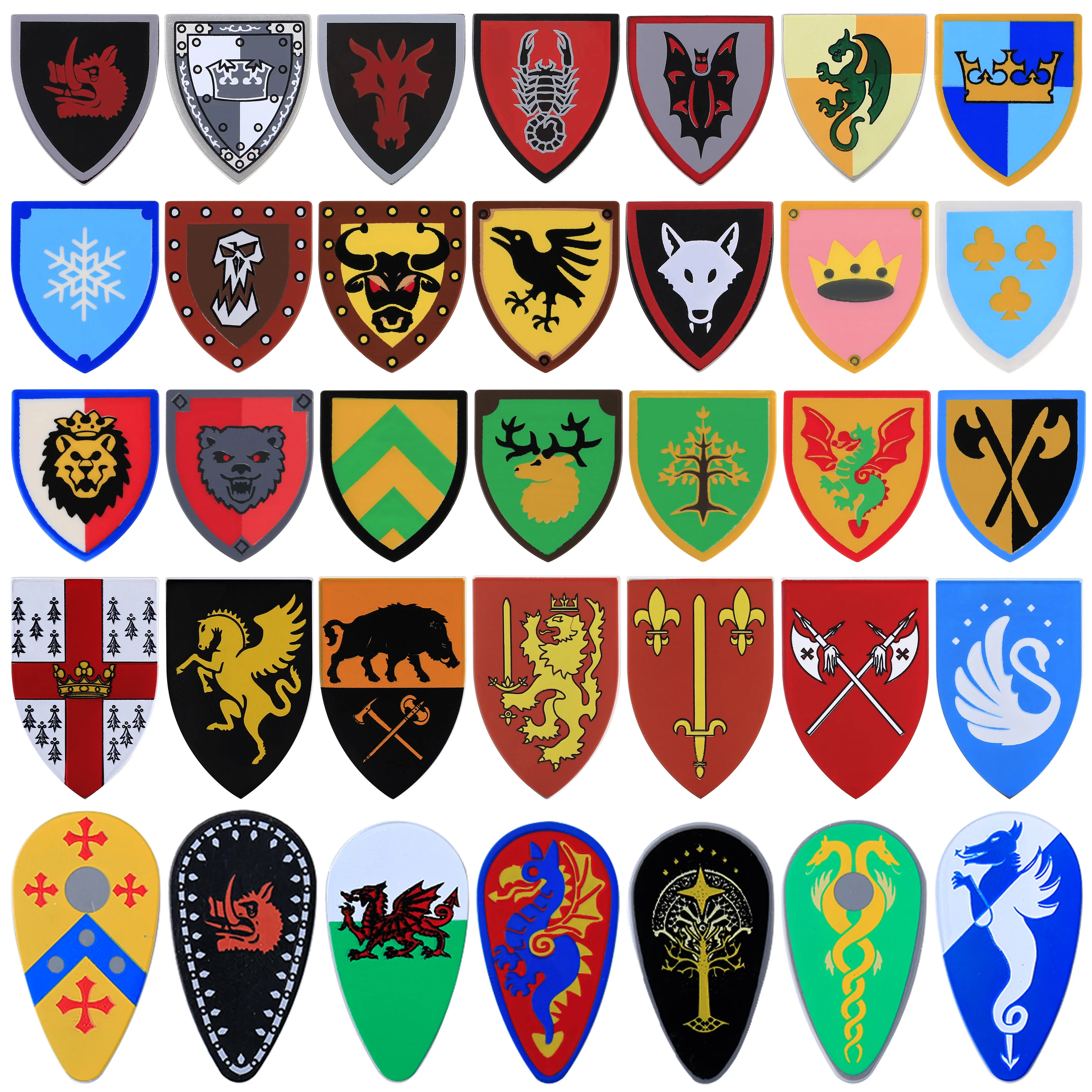 Medieval Military Knights Wofl Shields Building Blocks Middle Age Soldiers Weapons Accessories Armor Bricks Toys Kids Gift