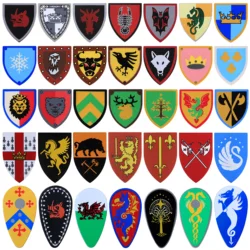 Medieval Military Knights Wofl Shields Building Blocks Middle Age Soldiers Weapons Accessories Armor Bricks Toys Kids Gift