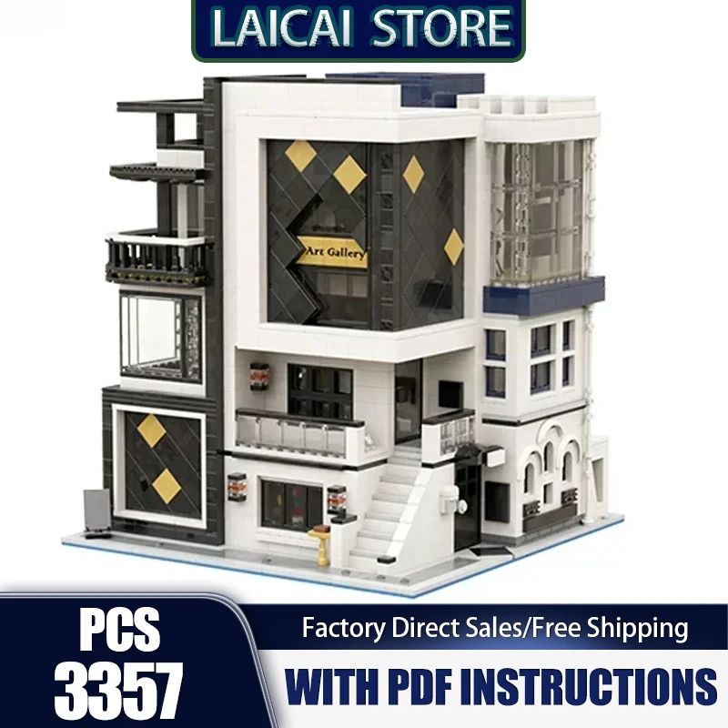 

Строительные блоки Moc, художественная галерея, модульная модель, технология, кирпичи, сделай сам, вид на город, улица, творческие игрушки для праздничных подарков