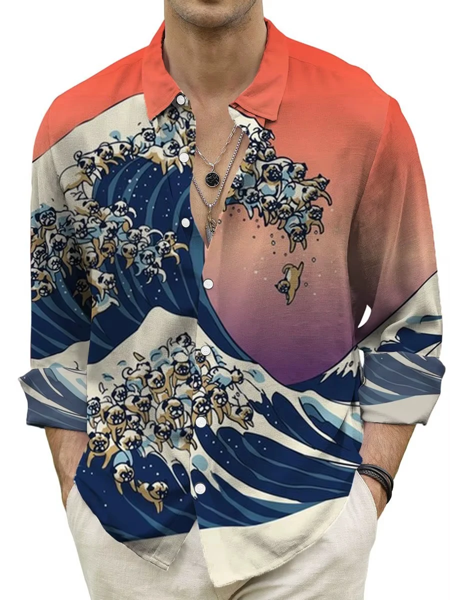 Men's Buttoned Shirt Spring Summer Long Sleeve Mexican Western Denim Comfortable Outdoor Farm Work Fit Easy Clean Large 2025