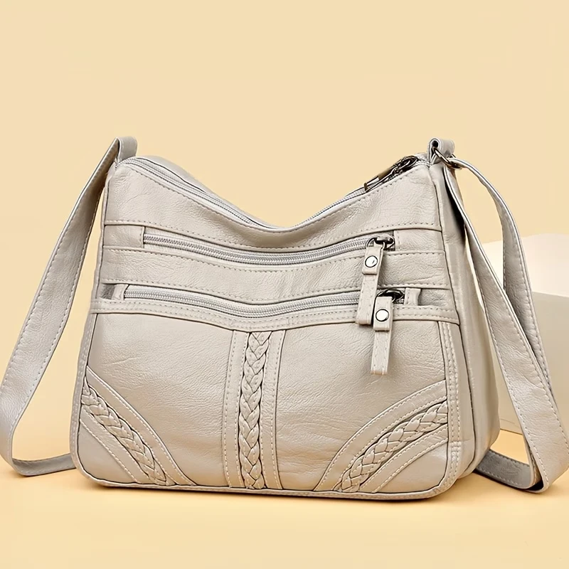 Verstellbare Hobo-Tasche aus weichem Leder, mehrfarbige lässige Umhängetasche für Damen für den täglichen Gebrauch. – Detail 5