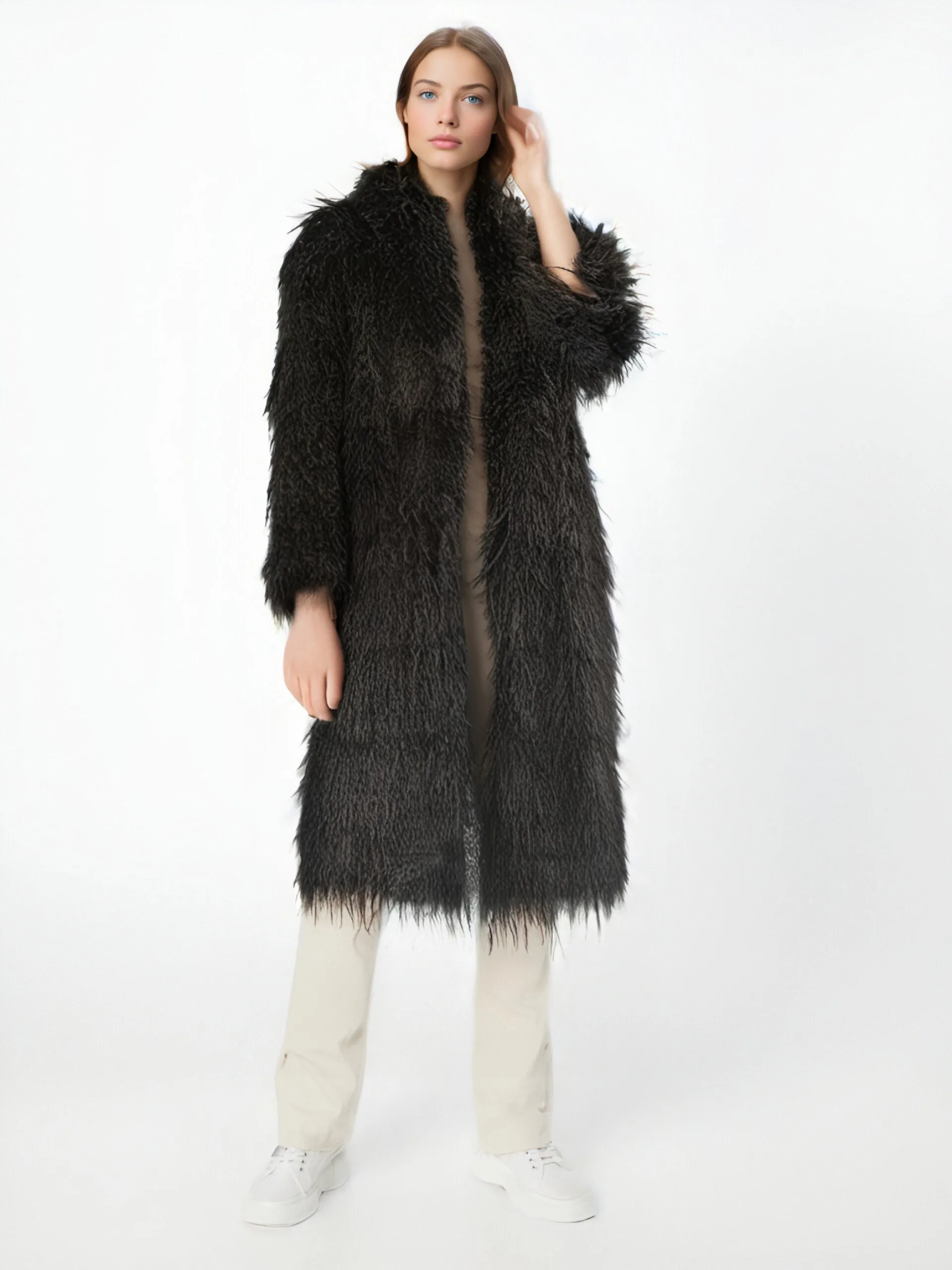 Hot Faux Beach Wool Fur Coat Long Faux Beach Wool Soft And Comfortable Warm Multi-Color Optional Women\'s Faux Fur Coat