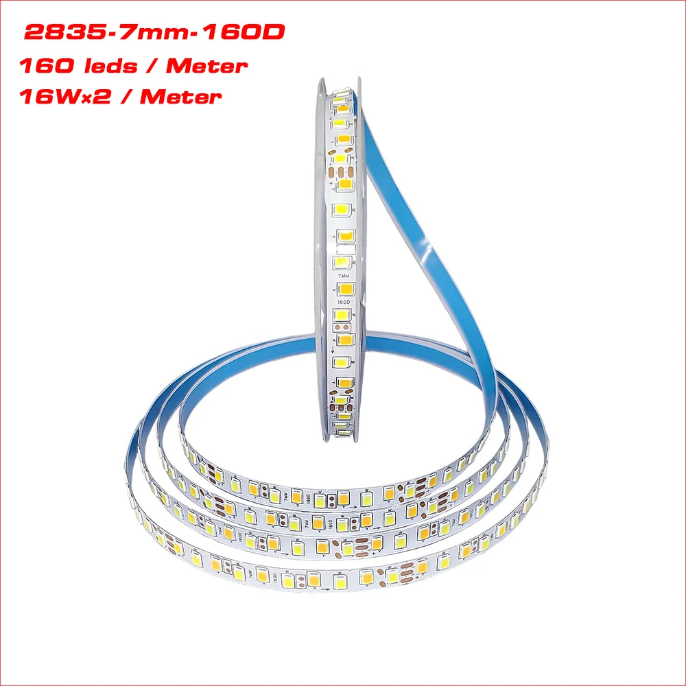 (3 solder joints) 5 meters Width 7mm 5B8CX2 200mA SANAN 2835 Chip LED strip constant current 3Colors LED ribbon 16W×2/Meter.