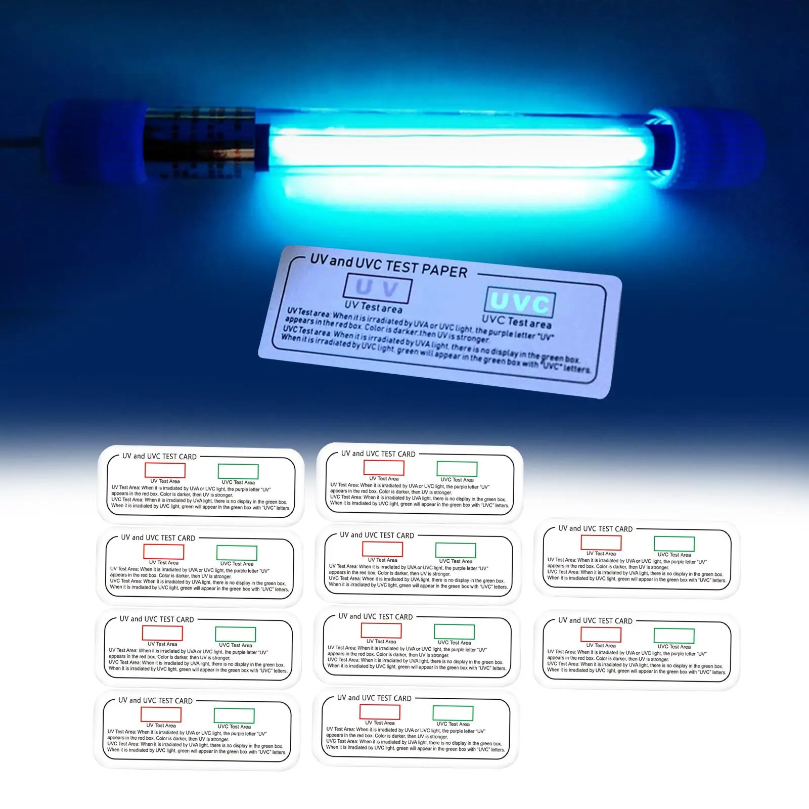 10 Pieces UVC Light Test Card PVC Easy to Use 3 in1 UV Dosage Indicator Card