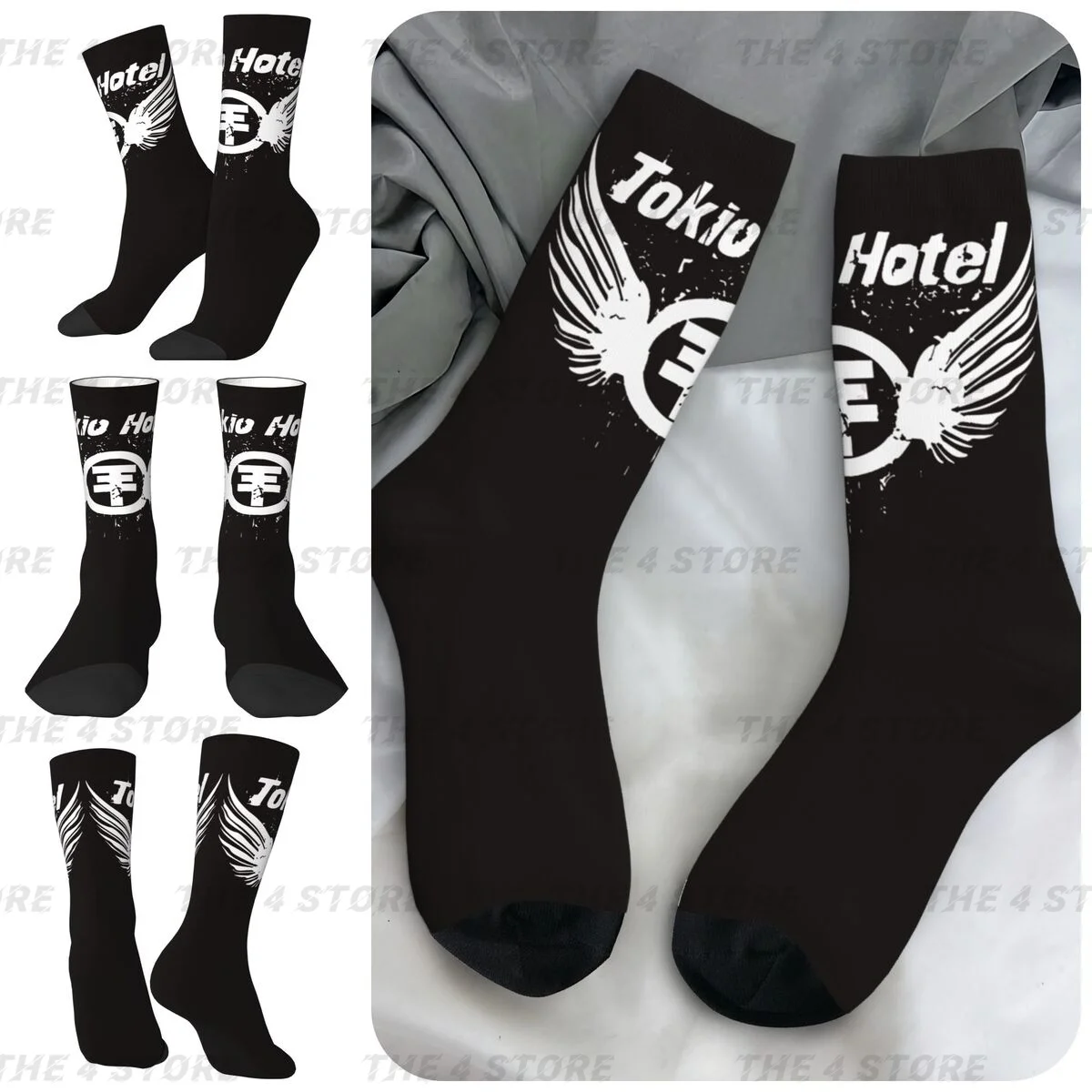 

High elasticity polyester fiber 3D printing cosy Unisex Hip Hop Tokio Hotel Band Crew Interesting Four Seasons Socks