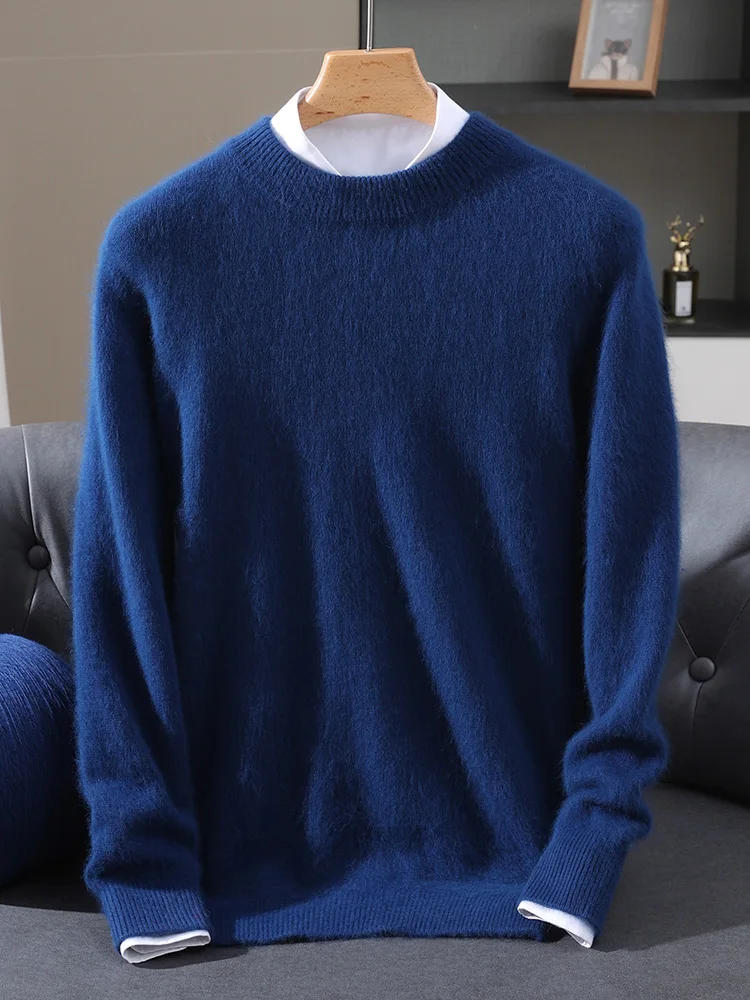 TLOML الخريف الشتاء الرجال 100% المنك سترة الكشمير المعنقة س الرقبة البلوز الأساسية الذكية عادية لينة الدافئة أسفل سميكة المنك الكشمير