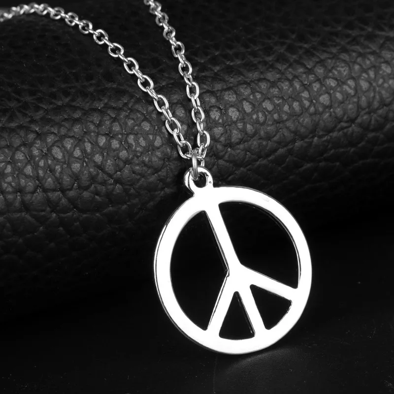 

Fashion Men Peace Sign Pendant Necklaces Unisex Women Punk Symbol Vintage Chain Peace Simple Necklace