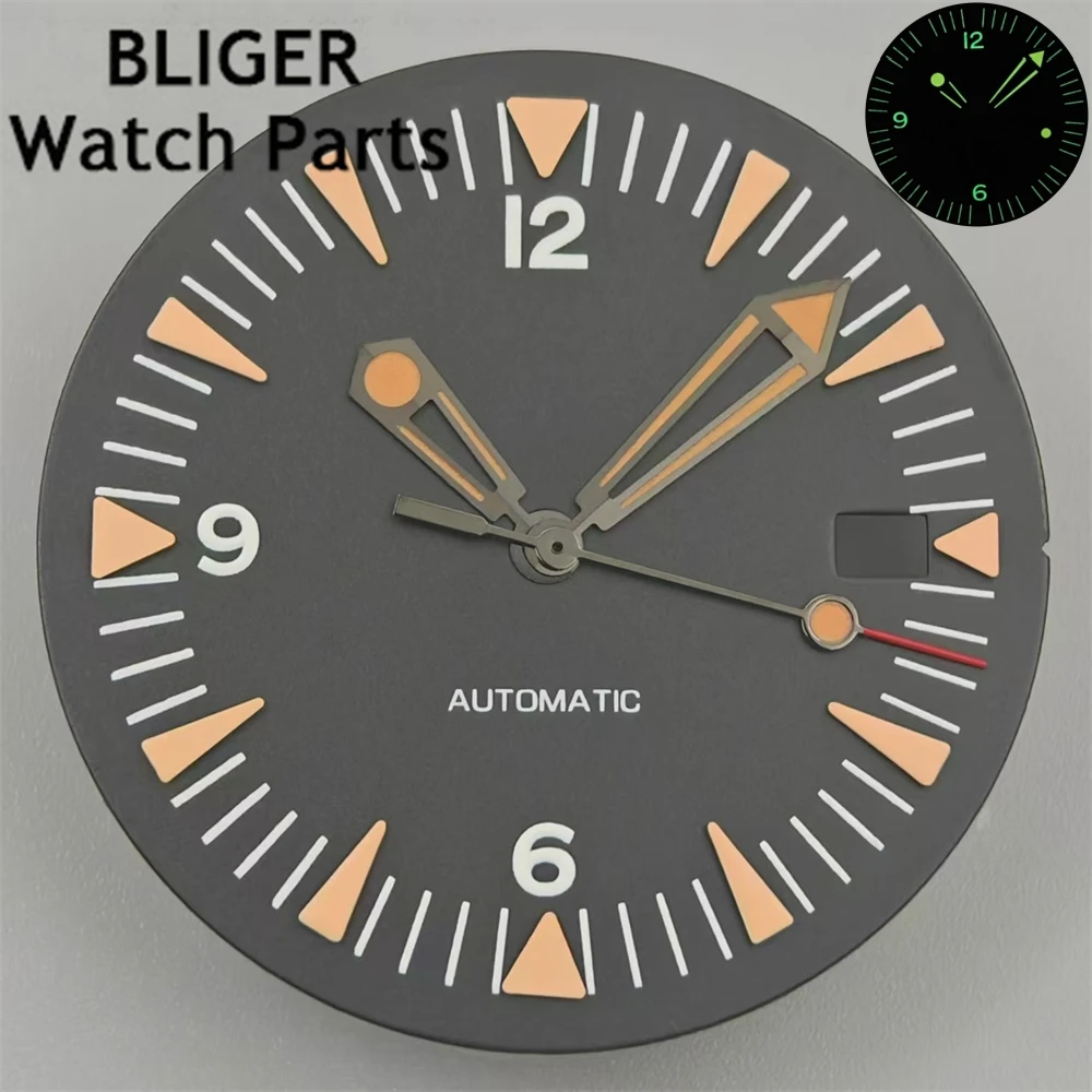 BLIGER orologio quadrante nero verde quadrante verde luminoso Fit movimento NH35 NH36