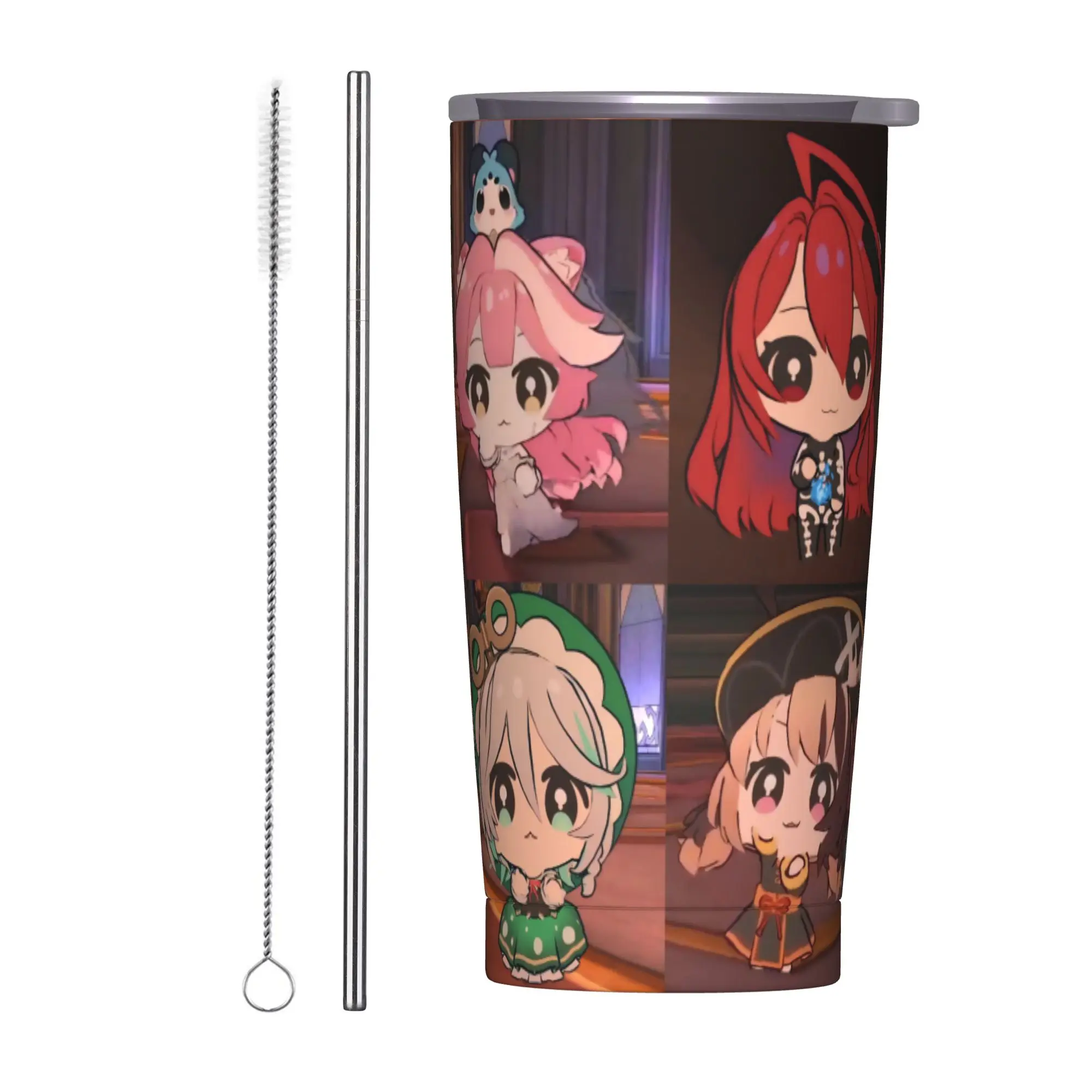 Trickcal C-Chibi Go Games Tumbler Vacuum Insulated  Coffee Cups Stainless Steel Double Wall Mug Water Bottle 20oz