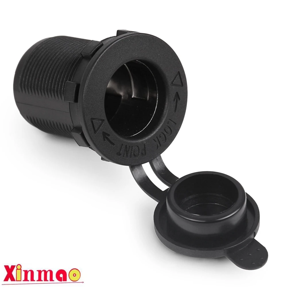 Cigarette lighter female seat threaded installation vehicle charging power socket modified socket for automobile and motorcycle