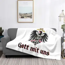 God With Us Blankets Plaid Warm Flannel Coat Of Arms Of The German Empire Flag Throw Blanket for Car Bedding Couch Quilt