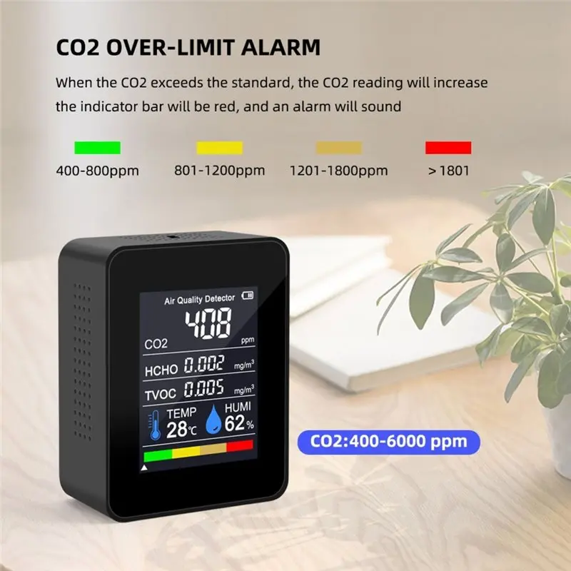 LXYB18B Multifunctional 8 In 1 Digital Air Quality Monitor HCHO TVOC Humidity Temperature Tester LCD Screen Home Air Detector