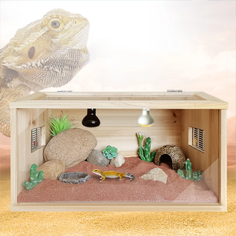 

Non-assembled Inclined Plane Solid Wood Box Reptile Breeding Box Horned Frog Lizard Spider Incubator Ovulation Box