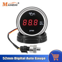 52mm Digital Water Temp Oil Pressure Gauge With Sensor Voltmeter Fuel Level Gauge Hours Meter Universal For 12V 24V Vehicle Car