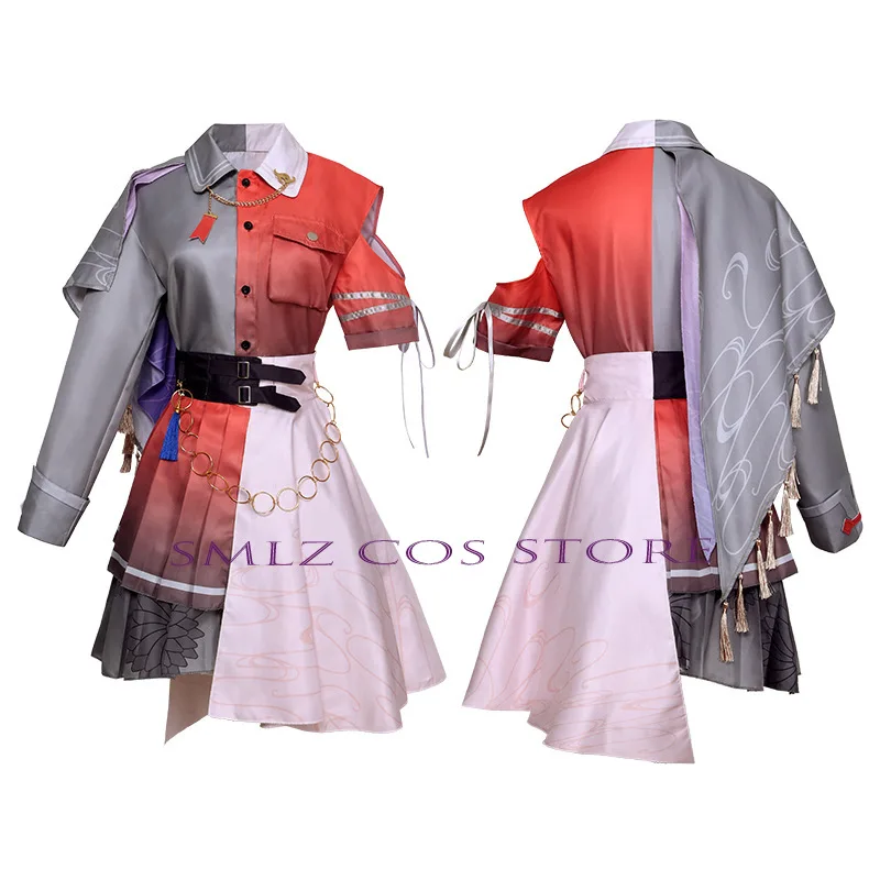 Azusawa Kohane Cosplay Anime Projekt Sekai Kostüm 4. Mädchen Uniform Rot Grau Kleid Perücke Anzug Halloween Party Outfit für Frau