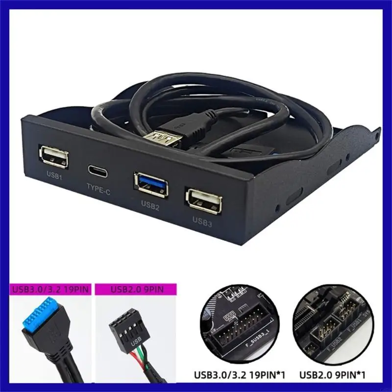 G8DB USB 3.2 Hub do painel frontal, unidade óptica Placa expansão do computador 3,5 polegadas