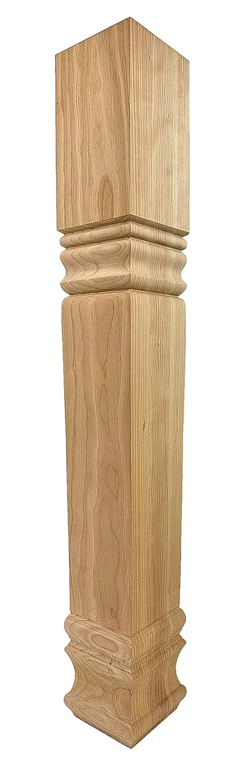

Massive Square Farmhouse Island Leg - 34 1/2" Tall x 5" Wide, Unfinished Wood Posts for Kitchen Islands, Dining Tables