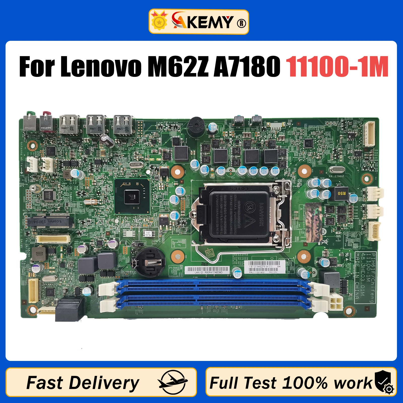 AKEMY For Lenovo ThinkCentre M62Z A7180 A7100 A7130 A7190 A710E All-in-One AIO Motherboard PIH61F 11100-1M 03T6674