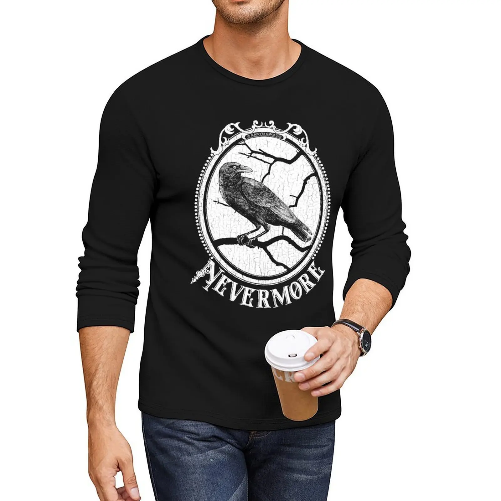

Nevermore - Gothic Raven - Edgar Allan Poe Long T-Shirt cute tops boys t shirts funny t shirt Men's t-shirts