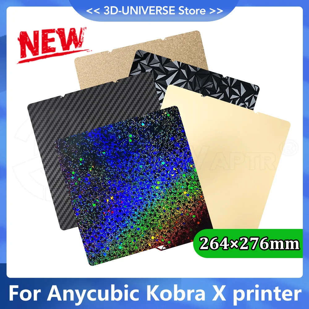 

Build Plate for Anycubic Kobra X 3D Printer High Adhesion Resistant to high temperatures PEI PET PEO PEY Steel Sheet