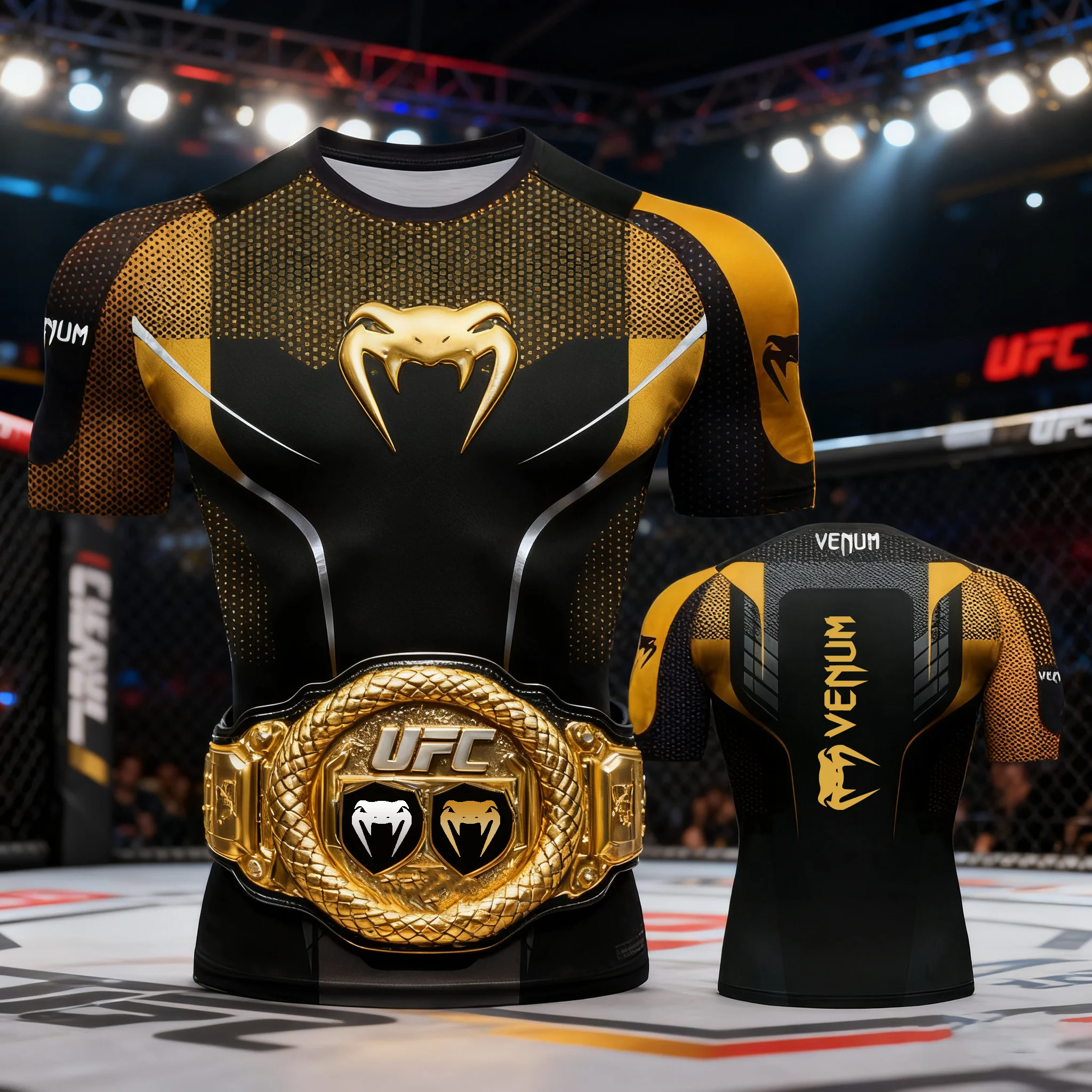 

2025 Лидер продаж UFC Мужская спортивная футболка с 3D принтом Летняя футболка с круглым вырезом и коротким рукавом Повседневный топ для бокса ММА Тренажерный зал Тренировки Фитнес Фанаты