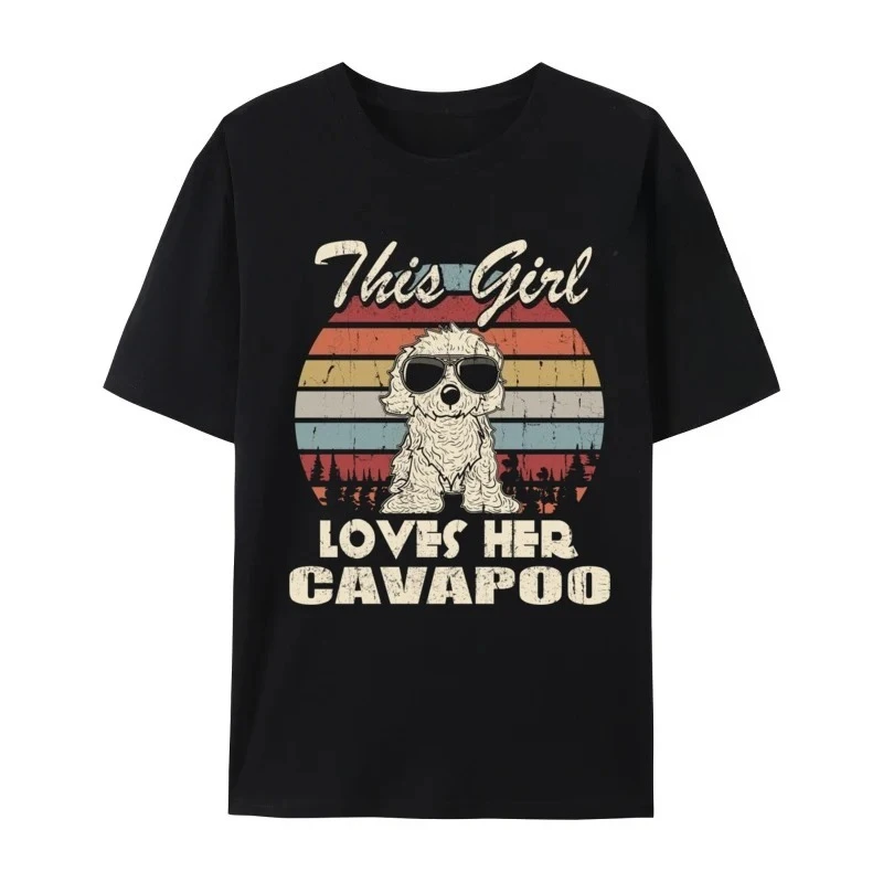 Camiseta Cavapoo Girl Cool Vintage Retro para perro mamá, nuevas camisetas para mujer, Camiseta estampada de manga corta, ropa de calle de verano