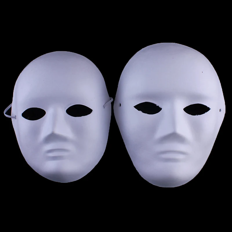 Vollgesichtsmasken aus Papier, weiß, für Halloween, Cosplay, Katze, zum Selberbemalen, für Paare, halbes Tier, Pappmaché, Party – Detail 1
