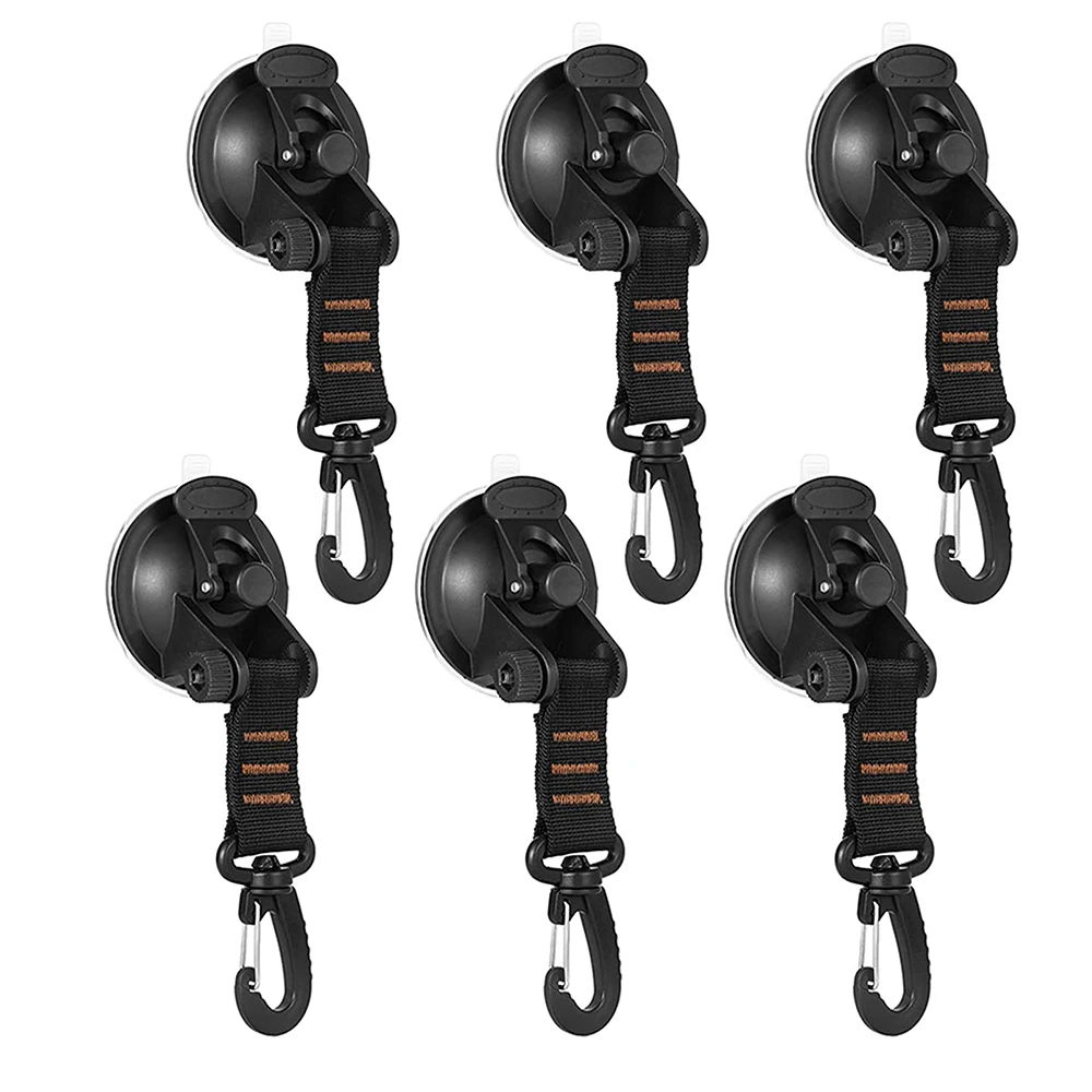 

6 Pcs Heavy Duty Suction Cup Anchor with Securing Hook Tents Securing Hook for Car Side Awning Boat Camping Tarp Orange