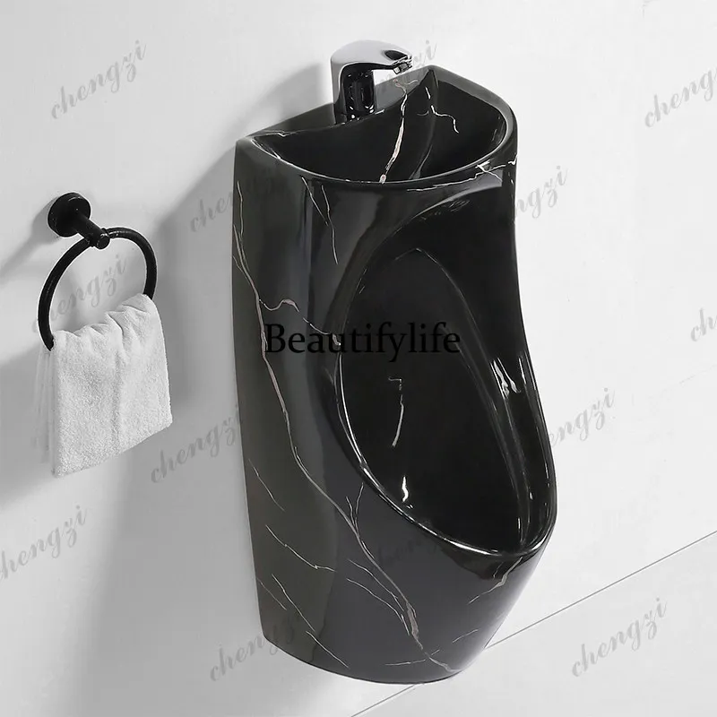 Household color ceramic wall-mounted men's urinal hotel bathroom with wash basin sensor urinal