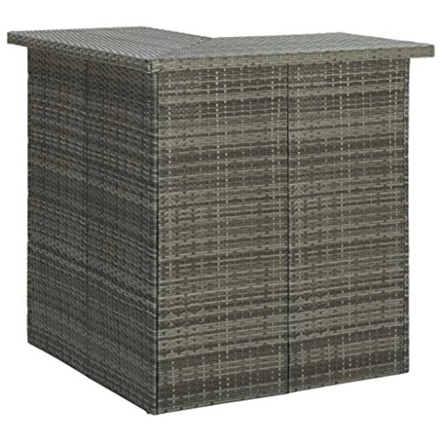 

Corner Bar Table for Dining Room Kitchen Rectangular Gray Synthetic Rattan Steel Indoor Outdoor Space Saving Modern Design with