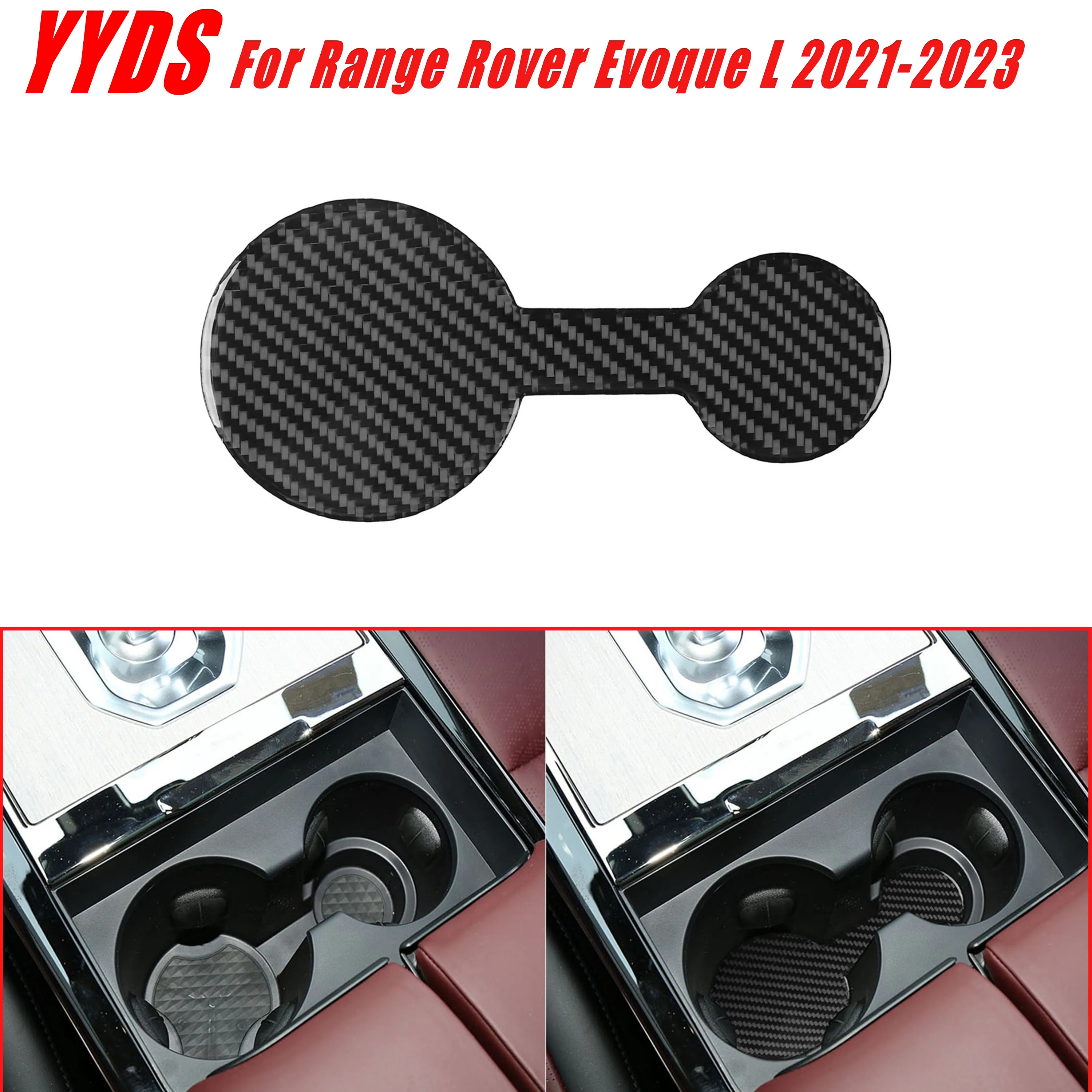 For Range Rover Evoque L 2021-2023 Real Soft Carbon Fiber Car Interior Center Console Water Cup Holder Bottom Mat Coaster 2Pcs
