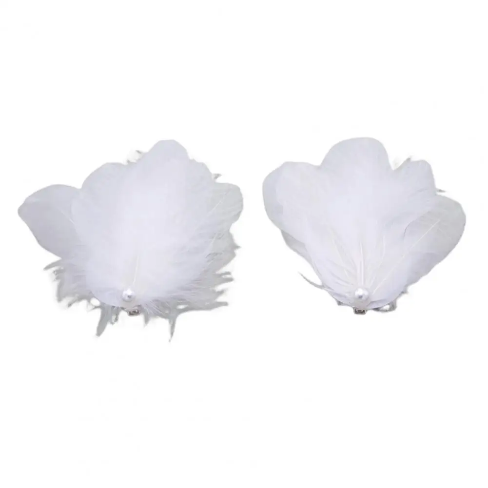 

Feather Hairpin Elegant Swan Feather Hair Clip with Faux Pearl Charm for Women Girls Ballet Style Headpiece for Wedding