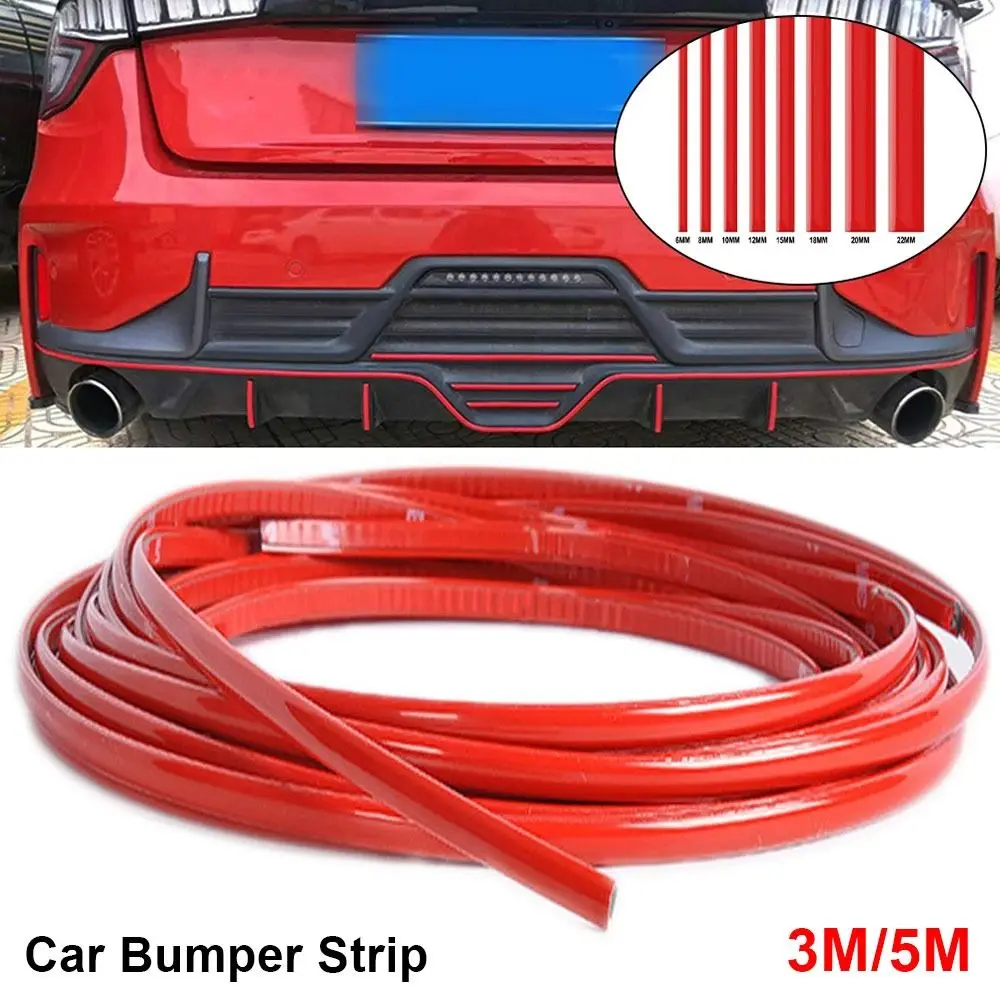 1Roll 6/8/10/12/15/20/22mm Red Decorative Strip Thickened 3 Meters/5M Car Bumper Sticker PVC DIY Self-adhesive Bumper Strip