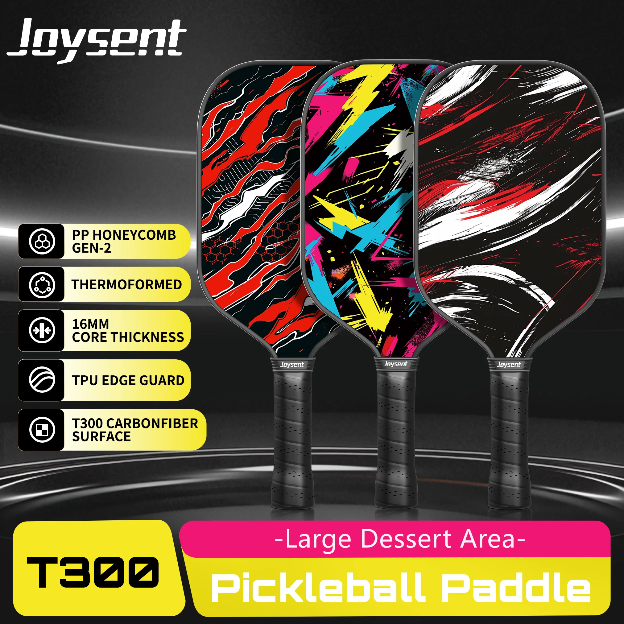 

Ракетка для пиклбола Joysent, 16 мм, с сотовой структурой из полипропилена, карбоновое волокно T300, термоформованная, для мужчин и женщин