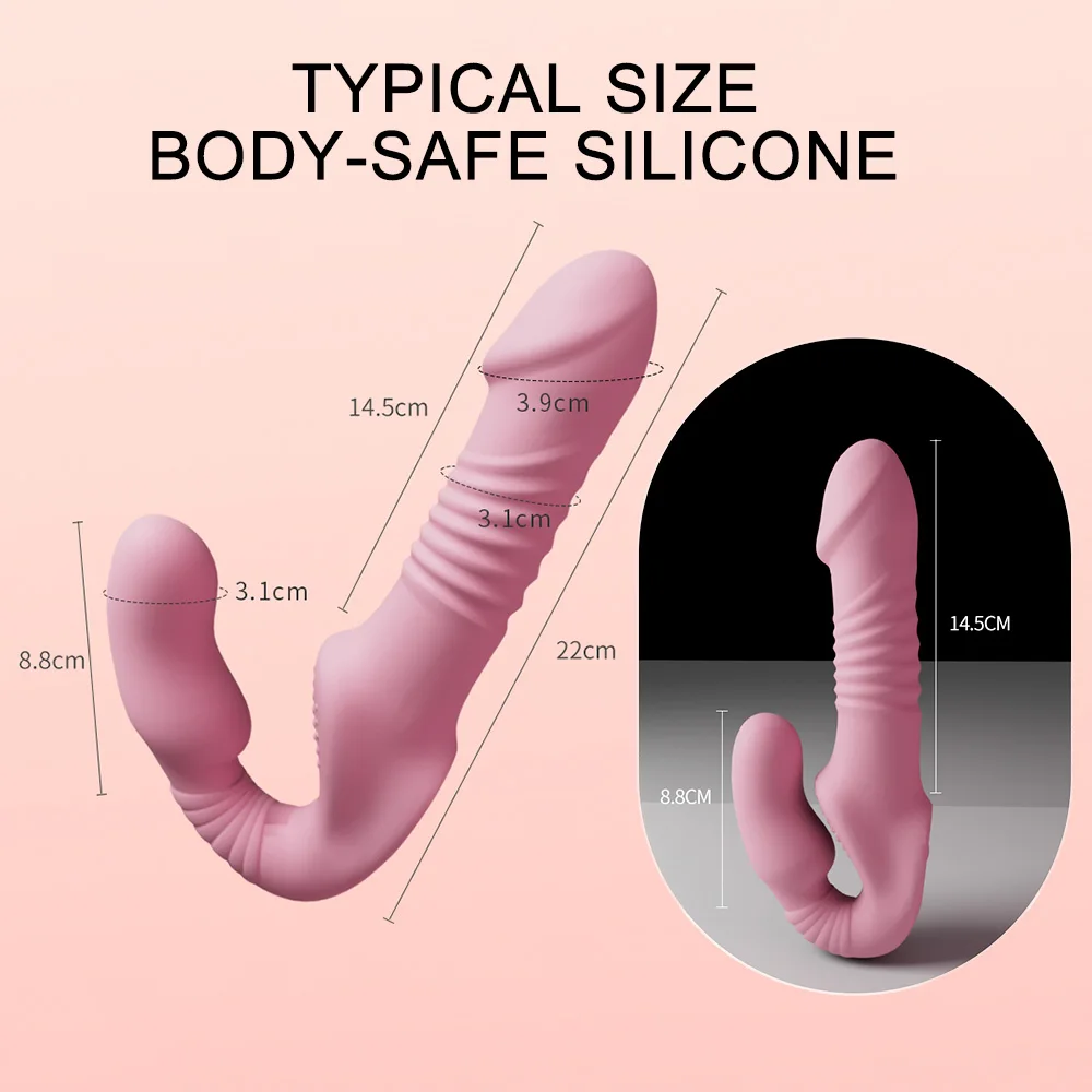 Strap-on Silicone Double Dildo Penis Wireless Vagina Vibrator for Single Women Lesbian Couples Sexy Sex Toys for Adults