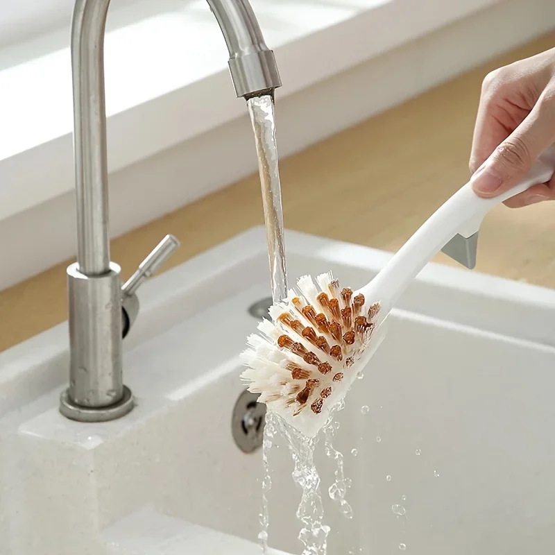 1pc Long Handle Pot & Dish Brush - Kitchen Sink & Hanging Pot Cleaning Brushes - Dishwasher Brush for Efficient Cleaning