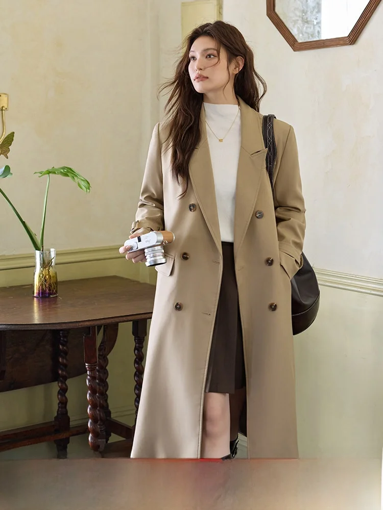 

Модная осенняя ветровка-пальто для женщин больших размеров, элегантный дизайн, средней длины, новинка 2025 года