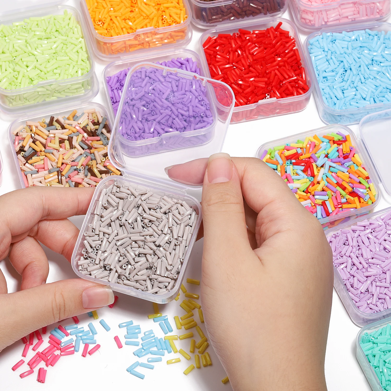 500pcs 6mm Colorful Glass Line Threaded Spiral Tube Shape Czech Seed Beads for DIY Bracelet Jewelry Handmade Making Accessories
