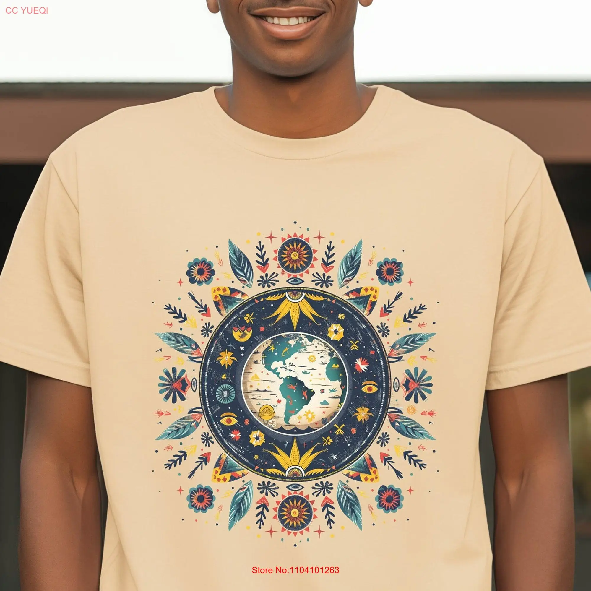 Earth Day  T Shirt Globe World Flowers tee Sunshine long or short sleeves