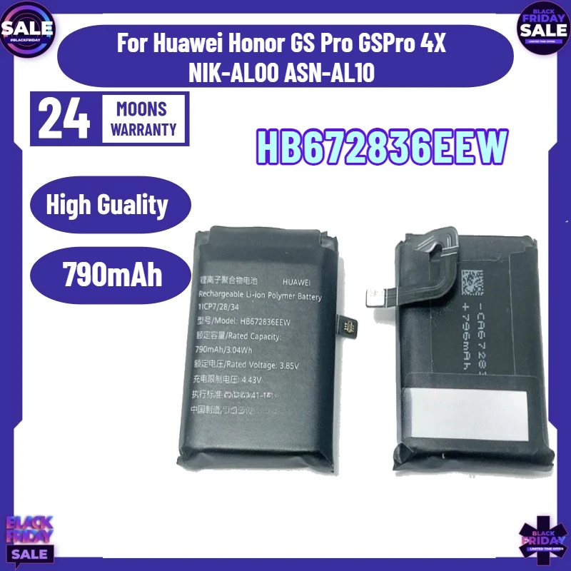 790mAh HB672836EEW Battery for Huawei Honor GS Pro GSPro 4X  NIK-AL00 ASN-AL10 Watch Replacement Batteries