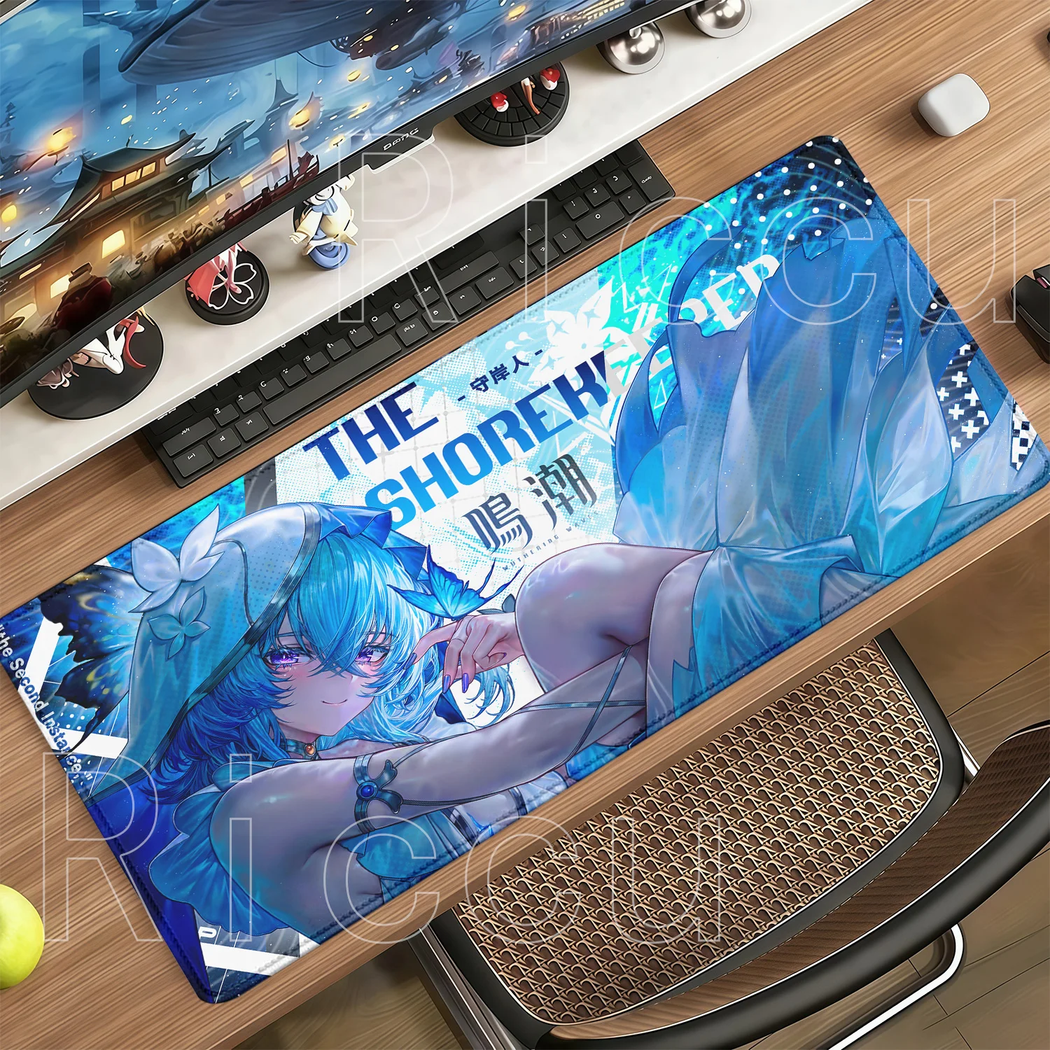 The Shorekeeper Wuthering Waves Gaming Desk Mat Anime Kawaii Girl Mousepad 900x400mm Large PC Keyboard HD Printing XXL Mouse Pad