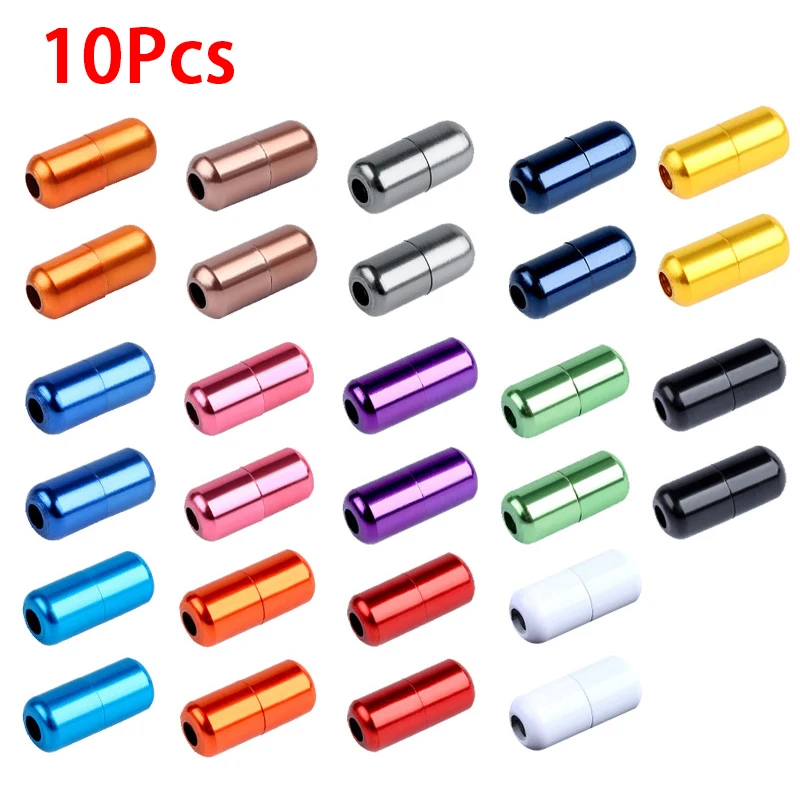10Pcs Colorful Aluminum Capsule Buckles Men's and Women's Sneakers Elastic Shoelaces Lock Set Shoe Lace Accessories 15 Colors