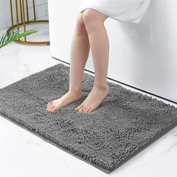 Olanly alfombra de baño de chenilla antideslizante, absorbente de agua, gruesa, lavable a máquina, de microfibra de felpa