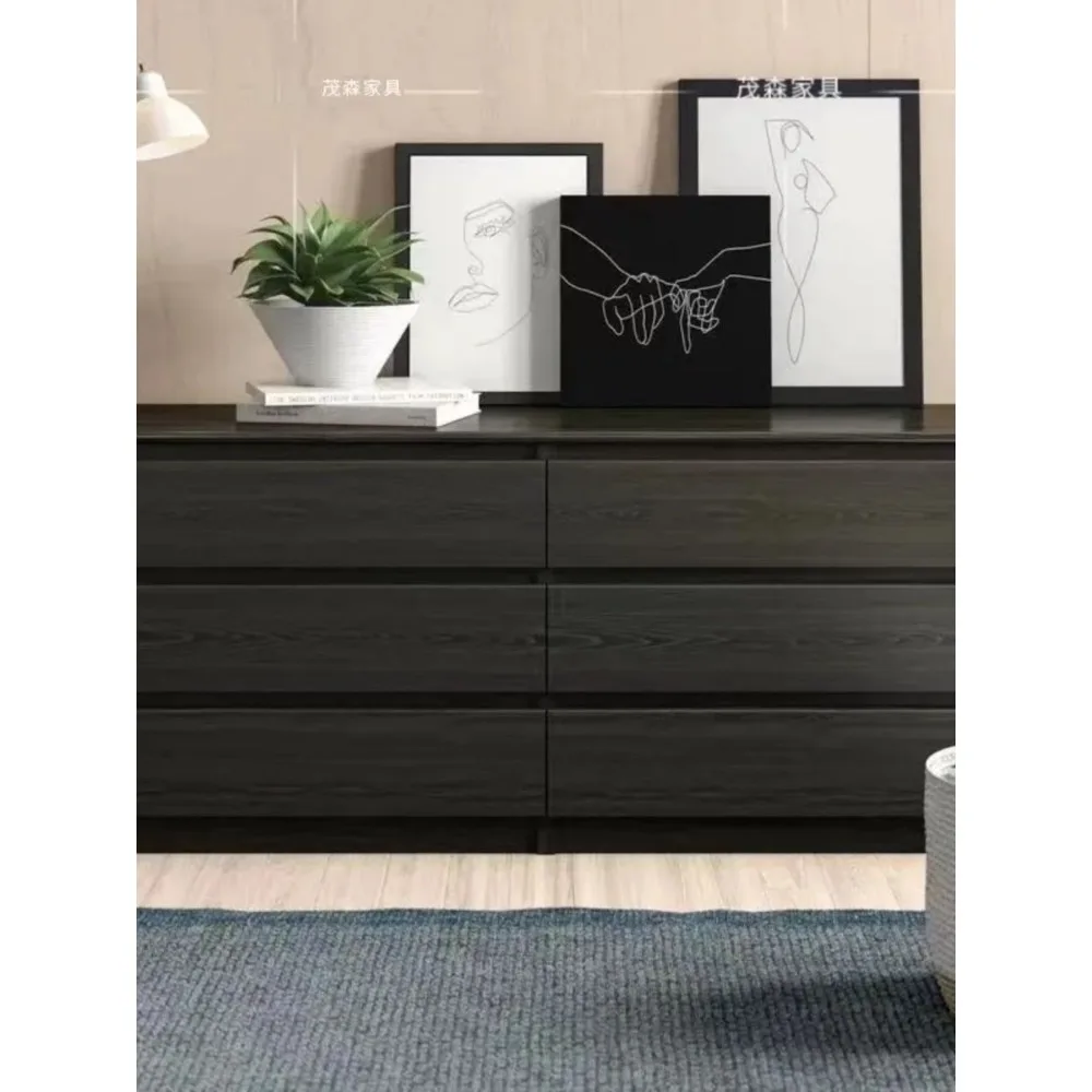 Black household storage cabinet in bedroom, chest of drawers, simple modern chest of drawers, chest of drawers, multi-storey sto