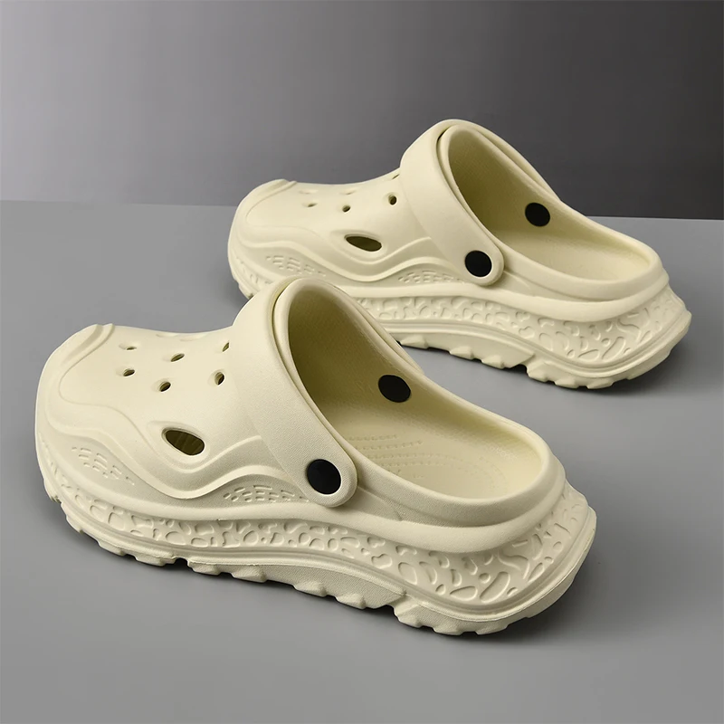 Men New Summer Simple Thick-soled Garden Shoes Comfortable Non-slip Wear-resistant Outdoor Leisure Beach Driving Sports Slippers
