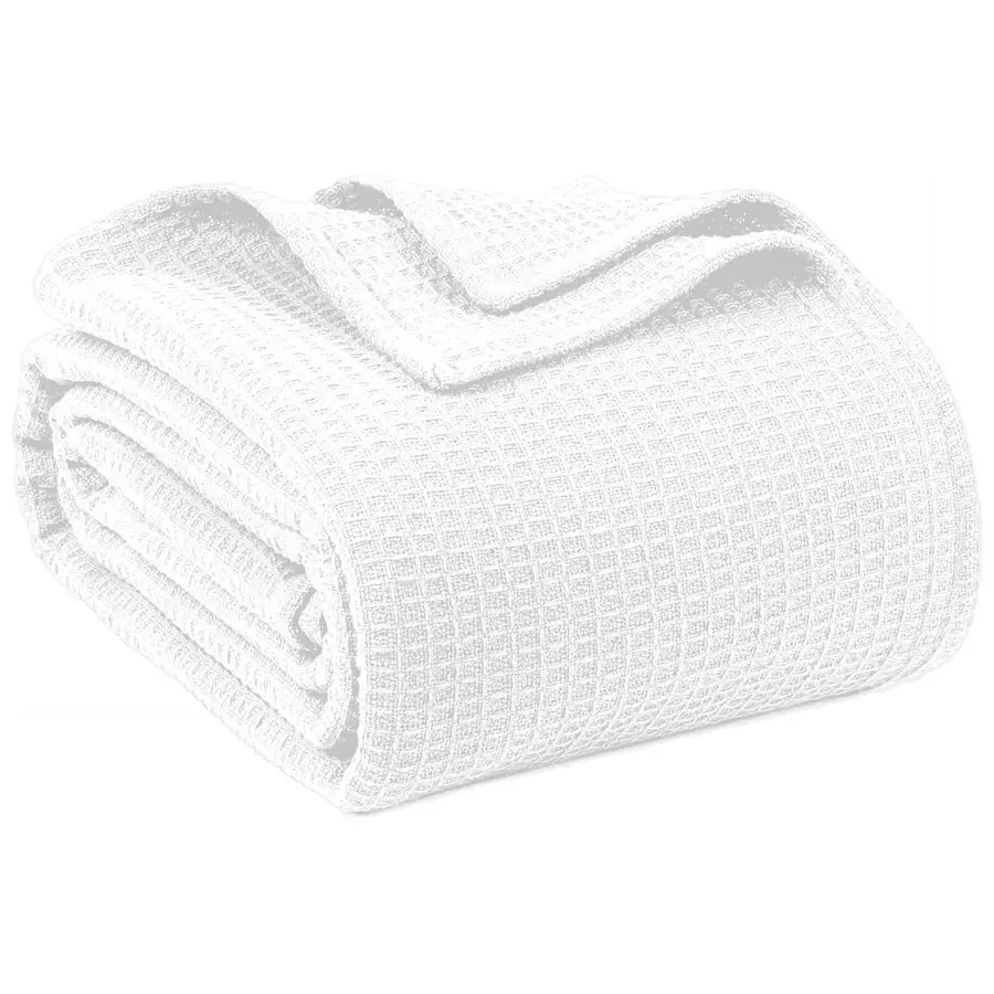 

Cotton Blankets Queen Size for Bed Waffle Weave Blankets for Summer, Lightweight and Breathable Soft Woven Blanket for Spring, W