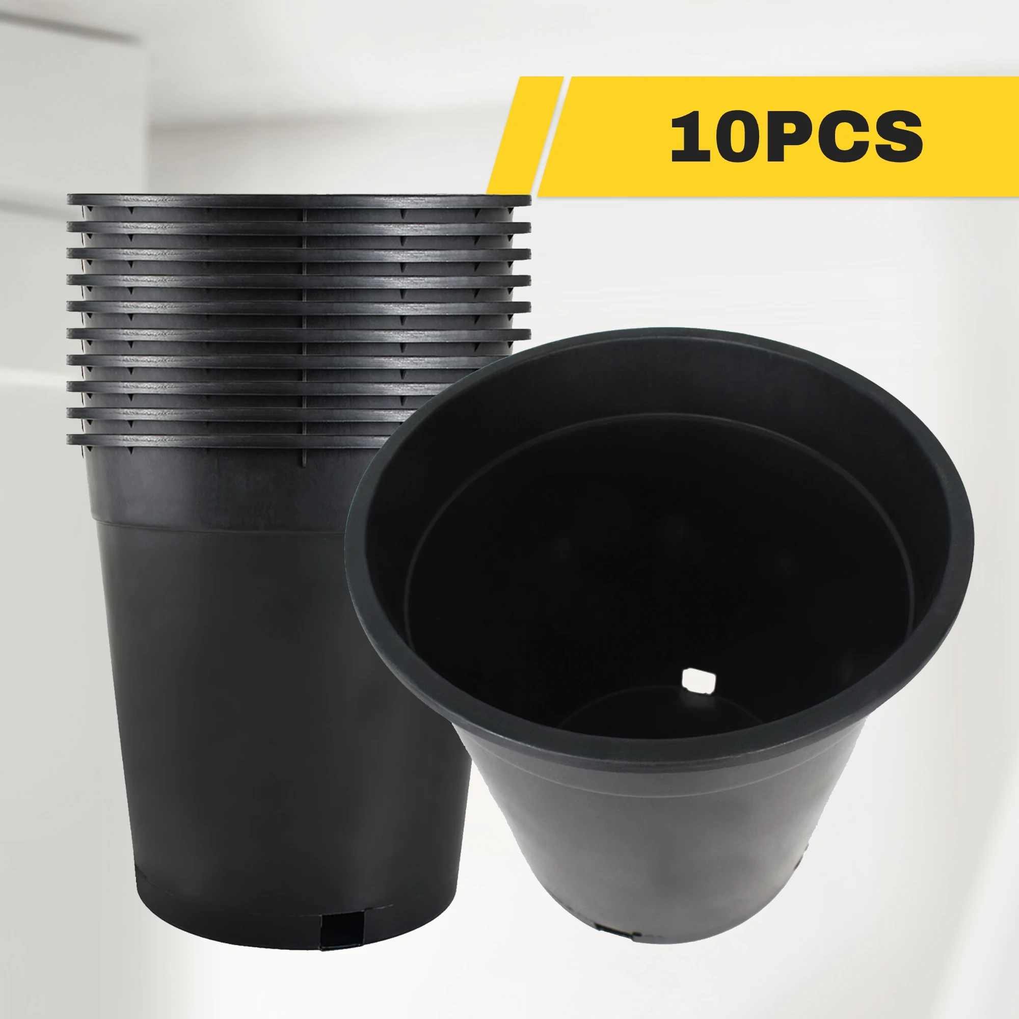 Flower Pot Seedling Pot Gardening Flower Pot with Drainage Holes Can Be Used for Planting, Cuttings, Seedlings, Succulent Cultivation, Seed Germination, Suitable for Patio Lawn Garden Indoor and Outdoor Reusable 5-Gallon 10PCS Black Round