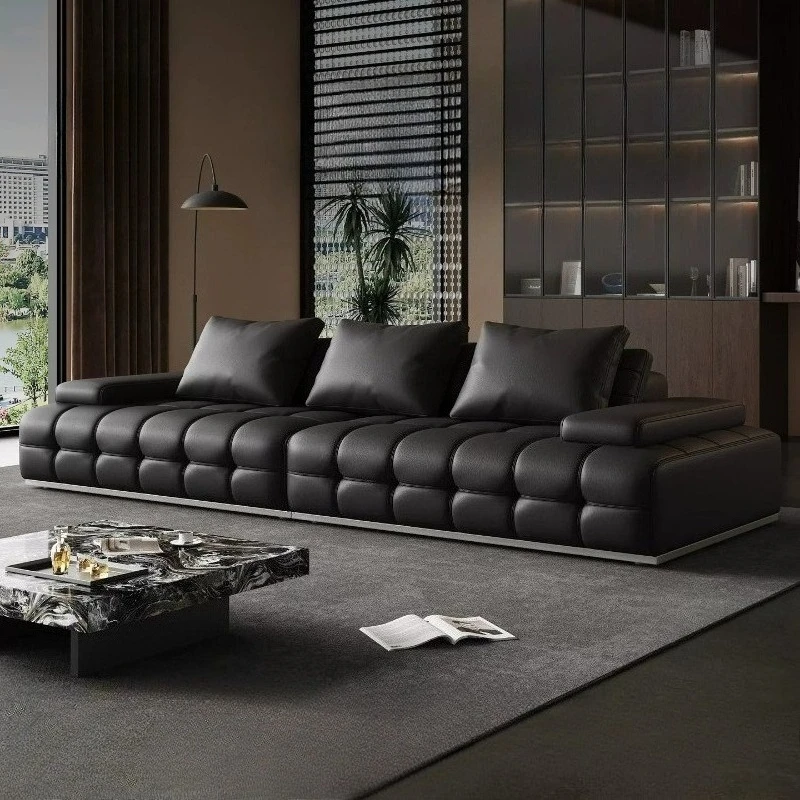 Luxury Luxury Lawrence in line top leather sofa living room sofas and seating modern black minimalist couch 112cm 420cm furniture - Aliexpress Deal