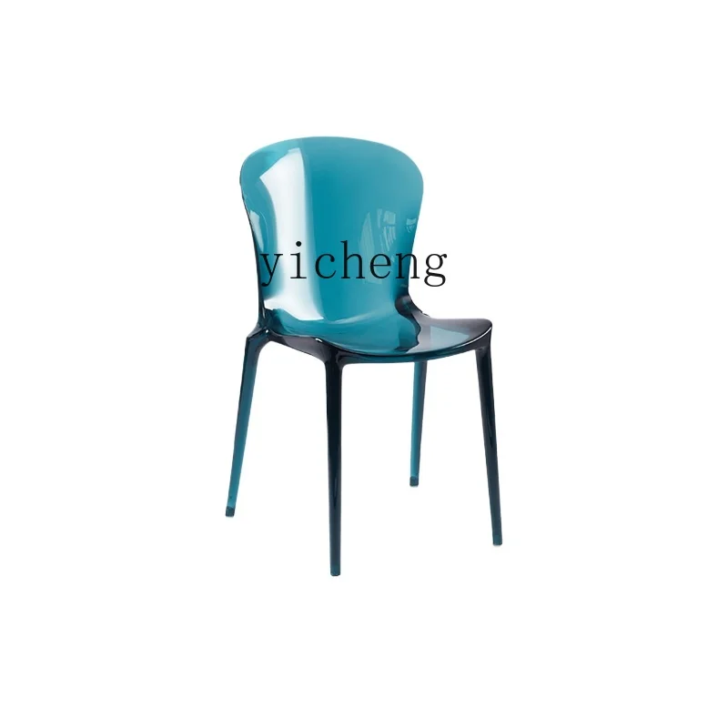 Tqh Creative Dining Chair Home Living Room Acrylic Cosmetic Chair Leisure Simple Transparent Plastic Backrest Chair